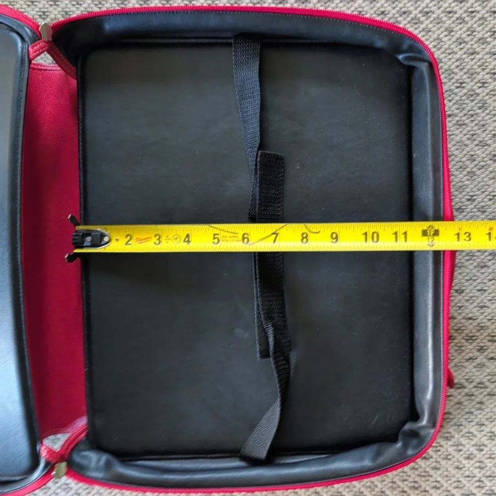 Levenger Red Leather Zipper Portfolio Organizer Laptop Travel Case Rare Office